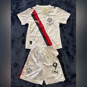 Manchester City 25/26 kids soccer Jersey Set Haaland #9